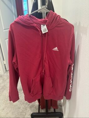 adidas Full-Zip Hooded Jacket in Deep Pink